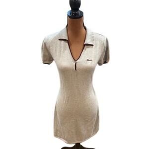 GUESS Polo Sweater Mini Dress in Grey & Maroon – Excellent Condition – Large